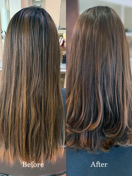 アークスヘアー オレンジべージュハイライトグレージュ白髪染め