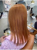 切りっぱなしミディ/ハイトーン/オレンジベージュ/ペールカラー