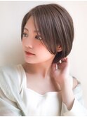 ★グレージュブリーチなしショートカットショートパーマカラー