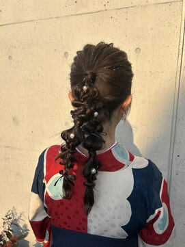 アチーブ ヘア デザイン(achieve hair design) 和装ヘアセット大人可愛い編み下ろしヘア