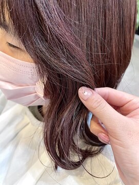 シェル 津山の手店(shel) 20代30代40代ピンクブラウン透明感くびれボブ外ハネ