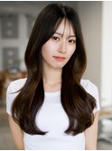 ☆レイヤーカット毛先ワンカールくせ毛風カール薄めバングデジパ