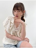 顔まわりレイヤーカット/グレージュカラー