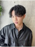 メンズ韓国ヘア シャドウパーマ ツイストスパイラルパーマ 