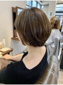 【shige】厚めバング毛先パーマアッシュブラウン外ハネボブ