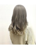 カーキベージュグラデーションハイライトセミロング【林京平】