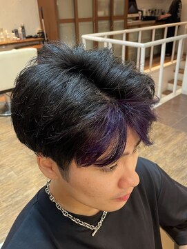 スタジオフォーエイチ(STUDIO 4H) バングカラー/前髪インナー/刈り上げショート/パープルカラー