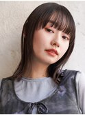 大人可愛い20代30代40代黒髪前下がりひし形小顔ボブ