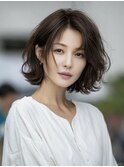 ☆ホワイトグレージュミニウルフデジタルパーマチェリーブラウン