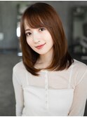 ◯ぱっつん前髪流し前髪鎖骨ミディアムボブ耳かけボブパーマ小顔