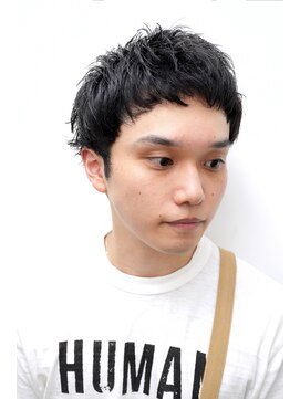 カーウォッシュバーバー(CARWASH BARBER) メンズカットニュアンスパーマベリーショートブルーブラック0704