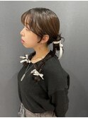 三つ編みツインアレンジ