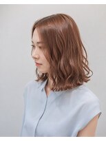 ソラヘアー(SORA hair)&nbsp;コーラルピンクブラウン×ゆるウェーブミディアム　10代20代