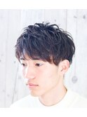 ツーブロックマッシュショートパーマ