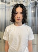 メンズパーマ,ミディアムパーマ,ミディアムスタイル,メンズボブ