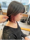 インナーカラーピンクベージュ＊大人かわいい内巻きボブ
