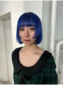 ハイトーンブルー姫カットボブ