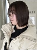 丸くない切りっぱなしボブ×ぱっつん前髪 表参道