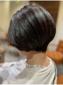 大船ショートヘア大人ショートボブ白髪ぼかしハイライト白髪染め