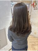 透明感ブリーチなしオリーブベージュロングレイヤー渋谷mutsuki
