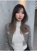 ヘアカラー成人式バレイヤージュセミロングくびれボブ