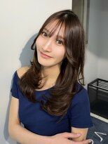 ヴェイン 渋谷(vain)&nbsp;大人レイヤーシースルーバングロングレイヤーラベンダーブラウン