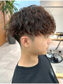 ツイストスパイラルパーマ 波巻きパーマ ツーブロック 刈り上げ