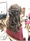 編み込みハーフアップアレンジ【ヘアアレンジ　立川/立川南口】