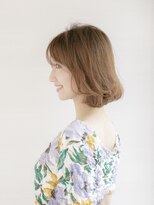 ルルディ バイ アフロディーテ銀座(luludi by APHRODITE) ミディアム/デザインカラー/シルキーベージュ/斜めバング/銀座