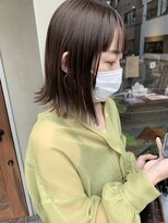 ヘアー アイス ルーチェ(HAIR ICI LUCE)&nbsp;担当西田　切りっぱなしボブ　オリーブ　ピスタチオカラー