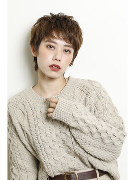 イグレックビス(igrek bis) IGREKBISジグザグバング×ブルージュ×3Dカラー×ミニマムボブ