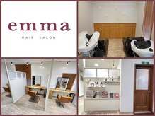 ヘアサロン エマ(HAIR SALON emma)の雰囲気（木目調＆レンガ調のゆったりした半個室の店内【縮毛矯正】）