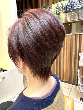 クオリス 上板橋店(QUALIS) 大人可愛い前下がりショート/ひし形くびれ/ピンクブラウン/小顔