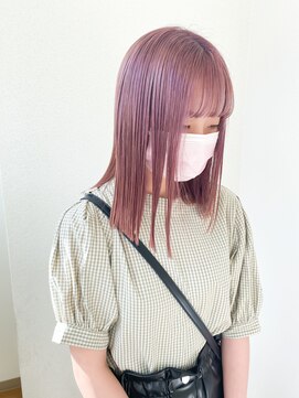 リノショアーズ 日本大通り店(RINOSHORES) ニュアンスピンクラベンダーカラー切りっぱなしロブ