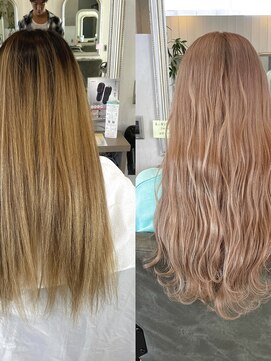 シェル 津山の手店(shel) ハイトーンホワイトブロンド×韓国風小顔ロングレイヤー