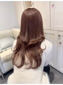 14596オリーブグレージュ韓国風巻きレイヤーカットワンホンヘア