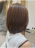 表参道酸性ストレート艶髪ミディアムレイヤーアッシュグレー30代