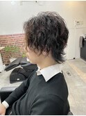 ミディアムウルフ×縦落ちパーマ