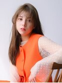 大人かわいい小顔透け感バングマロンベージュ20代・30代・40代