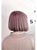 ヘアーアンドスパソシット(HAIR&SPA SOCIT) ハイトーンピンクベージュ×ショートボブ