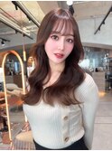 ピンクブラウン×韓国レイヤーカット×エアリーロング