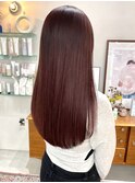 レイヤーカットピンクパープルカラーが大人可愛い艶髪ロングヘア