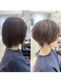 ショートボブ髪型40代50代60代前髪あり前髪なし【橋本】