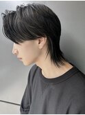 ウルフカット メンズウルフ 中性ウルフ センターパート A1014