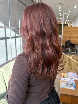 ロックス バイ マグ 松本(rocks BY MAG) ブリーチなしダブルカラーアプリコットオレンジレッドピンク韓国