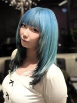 ディーカヘアーセンダイ(Di KA HAIR sendai)&nbsp;ターコイズ×ブラック エンドカラー
