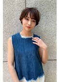 _マニッシュショートネイビーカラーフレンチボブパーマショート
