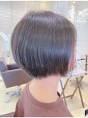ツヤ髪ナチュラルグラデーションマロンベージュ丸みショートボブ