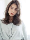 かきあげバング×くすみカラー☆大人ルーズな透明感セミロング 