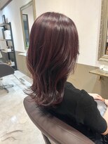 レオ(LEO)&nbsp;細めハイライト　ワインレッド　レイヤー